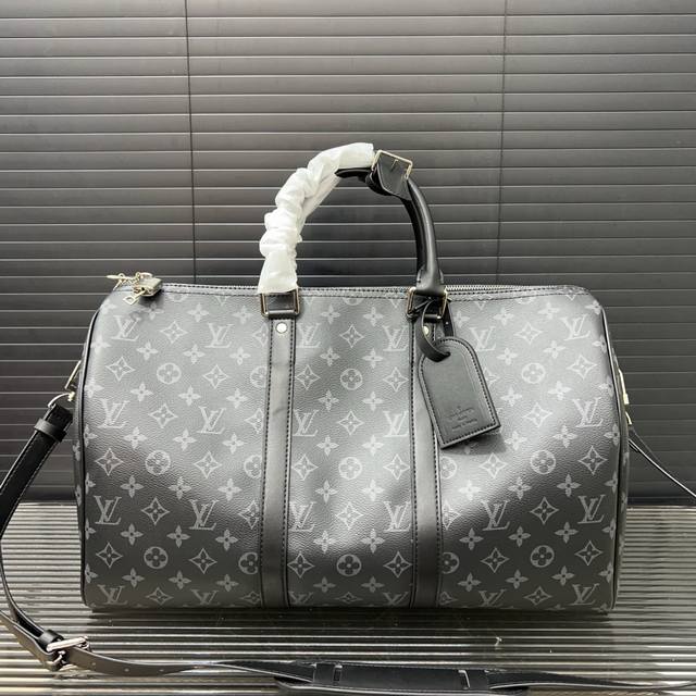 Louisvuitton 路易威登 Lv Keepall 45 Monogram 旅行袋 单肩斜挎手提包袋 男女通用机场包 实物拍摄 原厂面料 规格 45 Cm