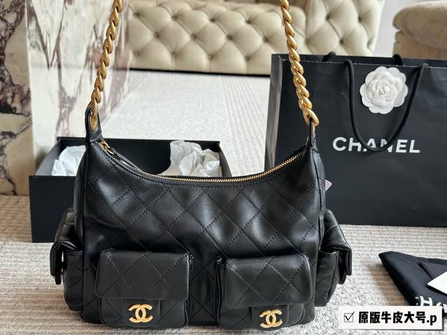 原版牛皮 Chanel 25C Hobo嬉皮包Jennie同款嬉皮Hobo软糯无比小牛皮质感舒适又耐造~帅气时髦感即可单肩斜挎还能腋下这是大容量包包主义者的狂喜