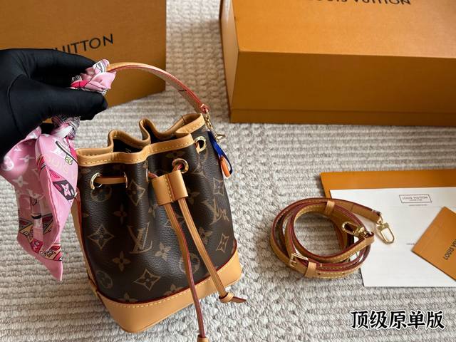 配盒 原单 Size：13*16Cml家 新款Nano 水桶包Noe 水桶包 超可爱！老花Ydds！快入！快入！真的爱啦！因为是真的好搭！