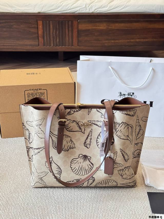牛皮版本 大号 Coach Mollie35托特包 蔻驰Coach代工厂P最新购物袋 出货顶级品质亮泽五金Logo 炒鸡火实用的款式 多用款内衬Logo时尚百搭