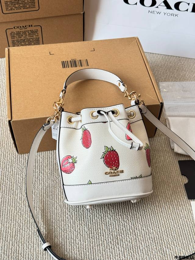 牛皮版本 Caoch Dempsey颜值最高的小水桶 Coach迷你小包两个肩带可以斜挎可以单肩可以手拎价格P还很神仙这都不心动 还在等什么？容量也很Ok就是托