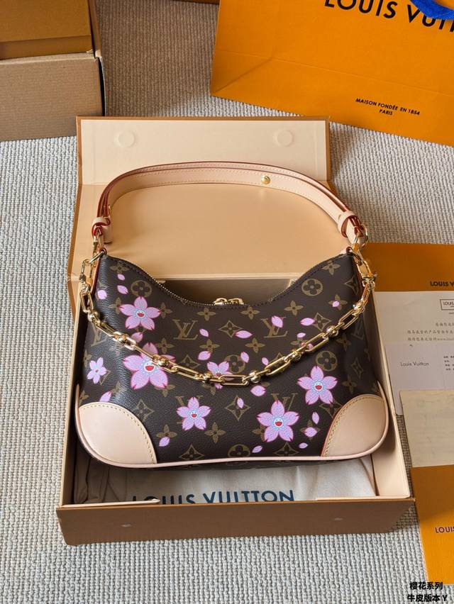 牛皮版本 Lv Louis Vuitton ｜村上隆樱花系列 Diane法棍包Lv法棍Diane绝绝子上身复古又舒服设计灵感来自于中古包Sologne两条肩带