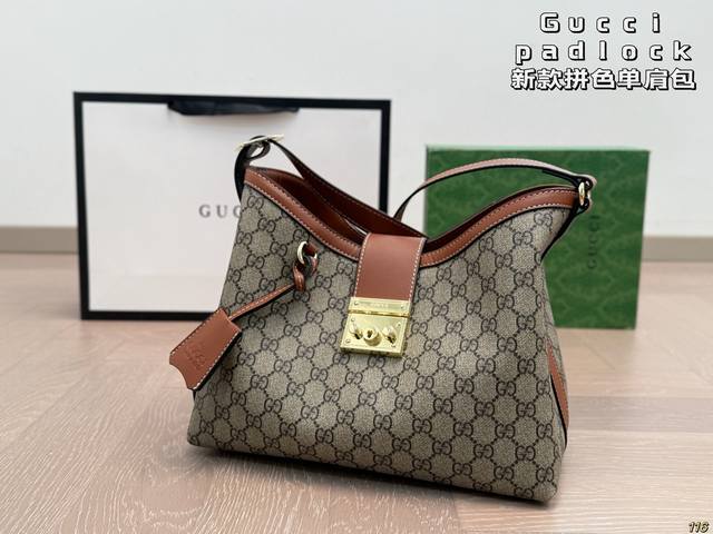 Gucci Padlock 酷奇拼色单肩包沉稳又气质 复古浪漫很讨喜网红街拍款 杨幂同款尺寸29 20