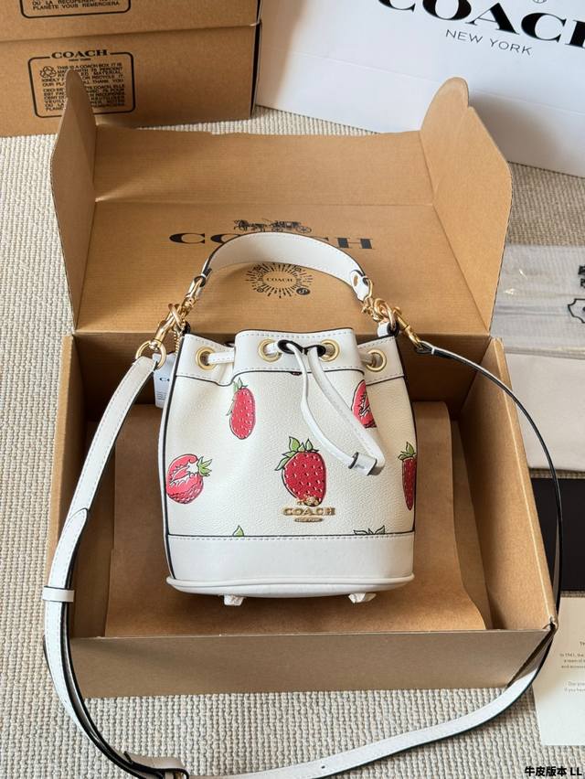 牛皮版本 Caoch Dempsey颜值最高的小水桶 Coach迷你小包两个肩带可以斜挎可以单肩可以手拎价格P还很神仙这都不心动 还在等什么？容量也很Ok就是托