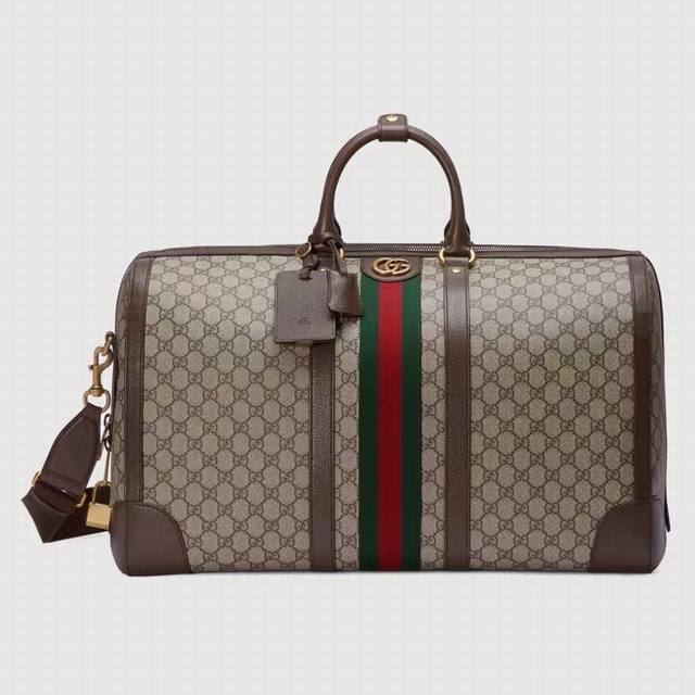 原厂皮跑量价大号 Gucci Savoy系列中号旅行包 款号724612 Gucci Savoy系列推出全新设计旅行包，选用米色和乌木色Gg Supreme帆布