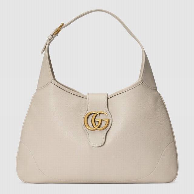 跑量价 Aphrodite系列中号新月造型肩背包，白色原厂山羊皮搭配金色调配件，配可调节式肩带，款号726274白皮，尺寸39X38X2～