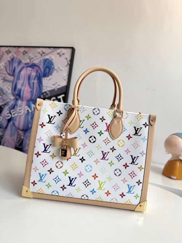 163C动态芯片配专柜包装』 海外原单M13079独家实拍！路易威登 X 村上隆再版系列以灵动笔触演绎 Onthego 中号手袋。缤纷 Monogram 帆布包