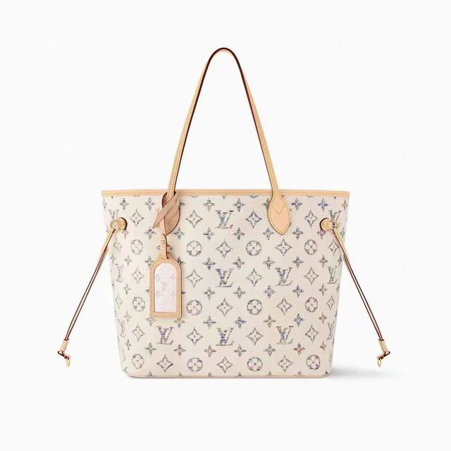 顶级原单M24905白色Neverfull Mm 袋 这个宽敞的Neverfull Mm是航海胶囊的一部分，以五颜六色的Lv和Monogram Blossoms