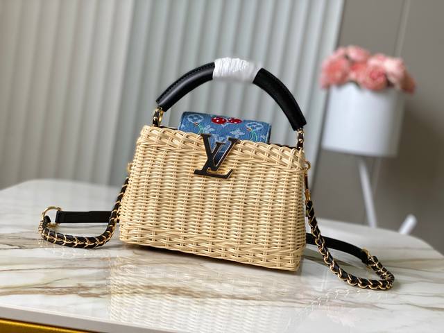 正品原料特级精品动态芯片Lv X Tm Capucines 手袋M14295 M48865黑色樱桃竹篮本款Capucines手袋邂逅路易X村上隆复刻系列的瞩目细