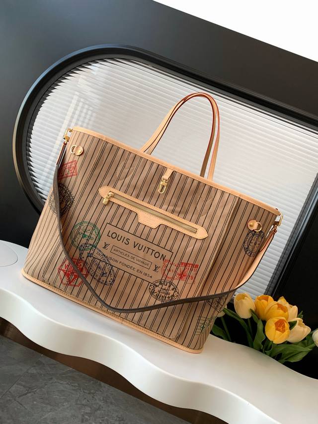 动态变码芯片 顶级原单加强版 M11948杏 顶级原单 独家背景实拍 Neverfull BandoulièRe Inside Out Gm 手袋以 Monog