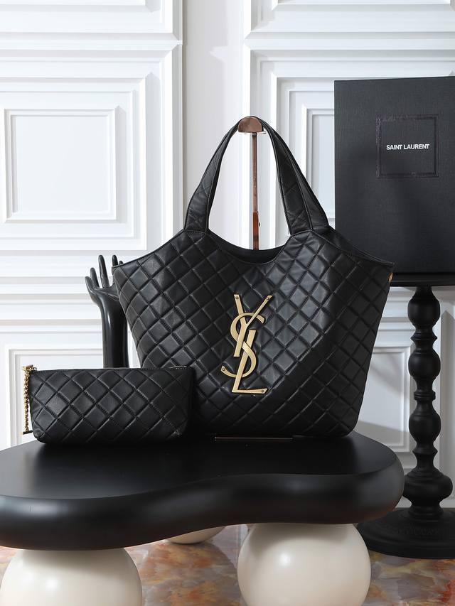 黑羊皮 古金精品专供 小号新款 Icare托特包购物袋火爆全网的Icare托特包,“自由炙热，舒适惬意，优雅是你，随性也是你” Saint Laurent 22