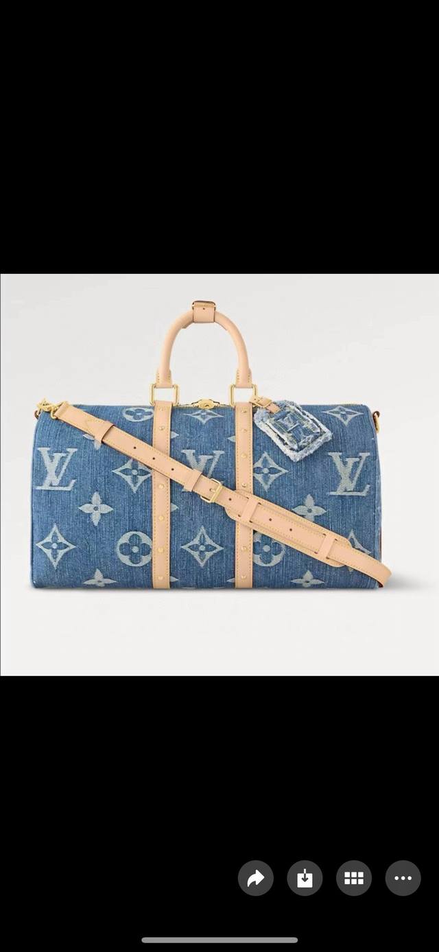 牛仔色浅的变码芯片 顶级原单 M24315 Keepall 50 旅行袋 配肩带 50Cm，丹宁系列 于1924年面市的Keepall系列，是手提包的现代始祖。