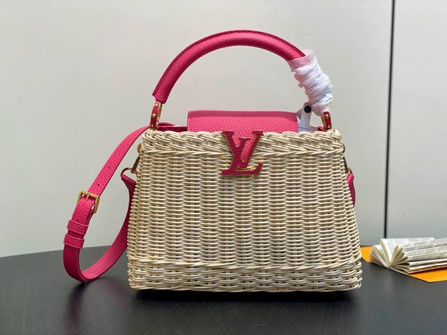 顶级原单 M26005玫红编织 全皮Cap那英款 Capucines Bb 手袋 M11617 棕色 M24976 黄色 编织 本款 Capucines Bb