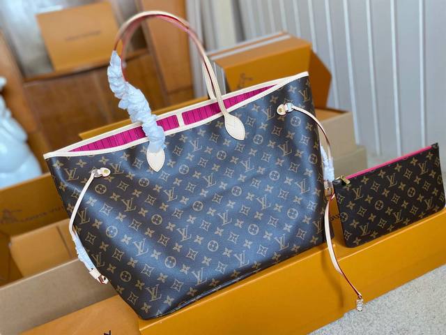 顶级原单 M41180 老花玫红N41604 白格粉 N41360 白格杏色 N41357 啡格红 M40990 老花杏色 极具传奇色彩的 Neverfull