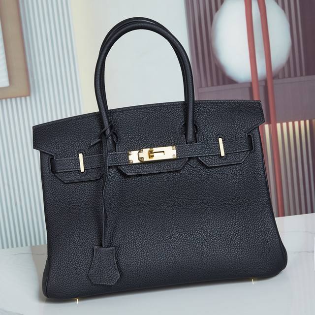 Birkin30铂金30Togo皮黑色金扣 全手缝进口腊线 手打铜钉 全钢手刻字体五金 配全套包装