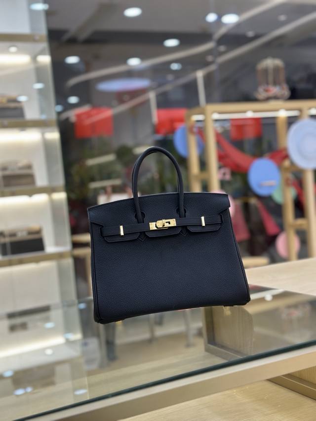 Birkin25Cm Togo皮 全手工蜡线缝制。黑色金扣