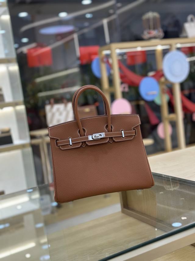 Birkin25Cm Togo皮 全手工蜡线缝制。金棕银扣 Birkin25Cm Togo皮 全手工蜡线缝制。金棕银扣