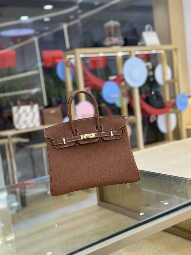Birkin25Cm Togo皮 全手工蜡线缝制。金棕金扣