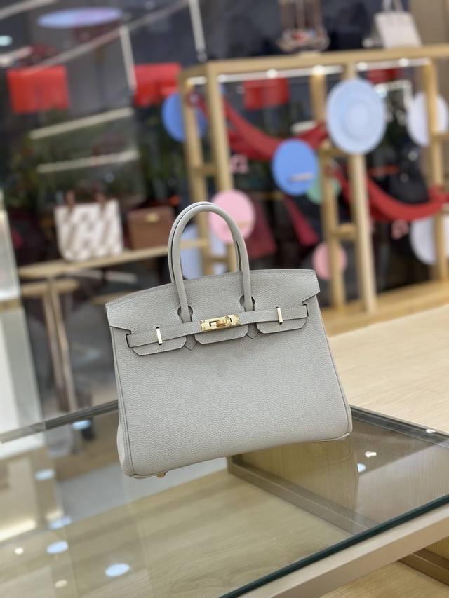 Birkin25Cm Togo皮 全手工蜡线缝制。奶昔白金扣