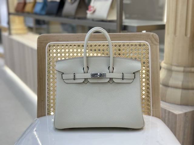 Birkin25Cm Togo皮 全手工蜡线缝制。奶昔白银扣