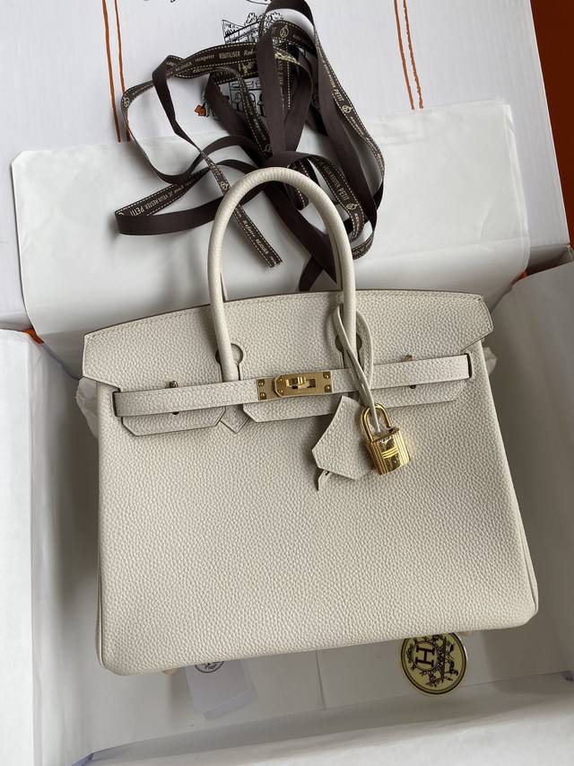 Birkin 25 30 35Cm，1000 1100 1200，进口Togo皮 奶昔白 金扣