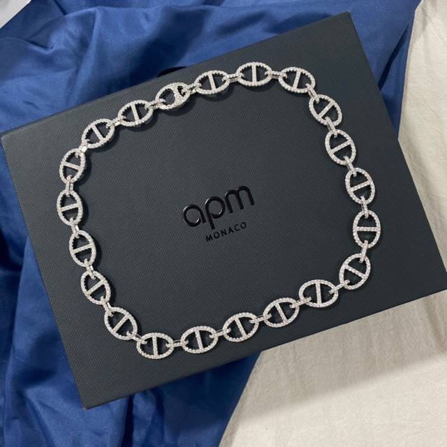 Apm 猪鼻子链环银项链女Ins嘻哈毛衣链项圈锁骨链。