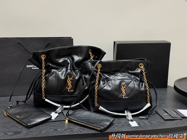 礼盒包装 升级版！ Size：26.29Cm 小号 31.33Cm大号 Ysl圣罗兰太好搭配了呜呜呜 Jamie Large Pochon 托特包 又叫福袋包