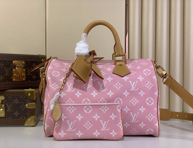 Speedy P10 BandoulièRe30 手袋 M14064粉色 全皮 本款 Speedy P10 BandoulièRe 30 Monogram 皮革