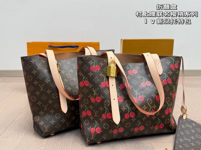 老花 樱桃 折叠盒 村上隆联名樱桃系列 Lv新品托特包锁头包 长在我心里的手袋包 时尚简约强烈推荐 尺寸39 30