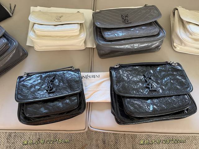 配盒 升级版 Size：28*22Cm 大 22*18Cm 小 Niki真的太好背啦 真的很好看很别致 Ysl Niki 皮料软糯质感 进口牛皮！ 里外都是牛皮