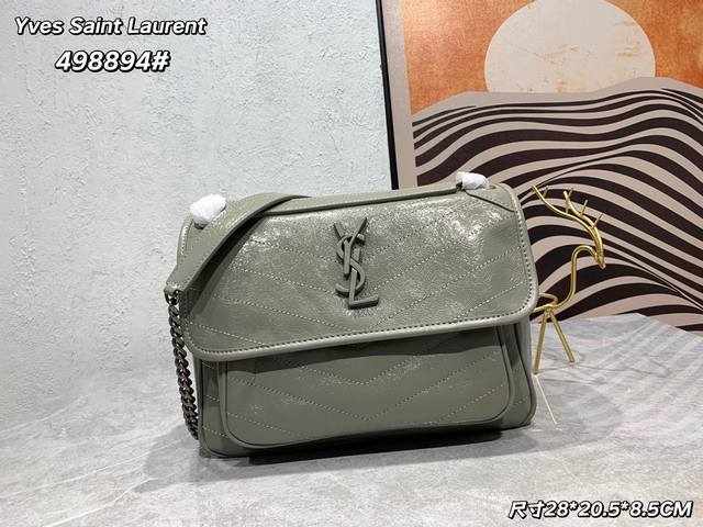 厂价 最高版本原厂皮顶级原单配专柜全套包装 Niki史上最火爆的Niki Baby Size 轻巧大气！爆款Saint Laurent前翻盖包，超级大容量,头层