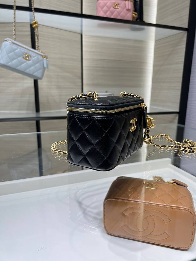 Ohanel 25B新款 长款化妆盒子 双C扣 可调节链条 进口羊皮 Ap5120Y 尺寸17X9.5X8