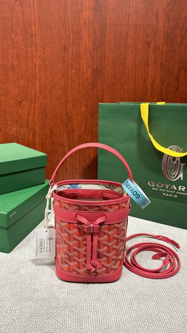 新色到货啦鸢尾紫 玫瑰粉 Goyard 新款迷你水桶 首發配全套包装 Goyard 戈雅 petit Flot 品牌经典印花 Goyardine帆布拼Chevr