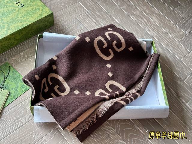 羊绒 配盒 原单羊绒围巾 Size：45* Cm Gg 王牌羊绒围巾 无敌好卖的一款 必须种草的第一条围巾