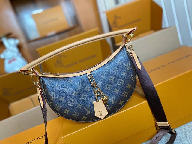 顶级原单 M12939 支持Nxp芯片感应 动态芯片Loop Hobo 手袋 M12939 拼合 Monogram 涂层帆布和 Monogram Reverse