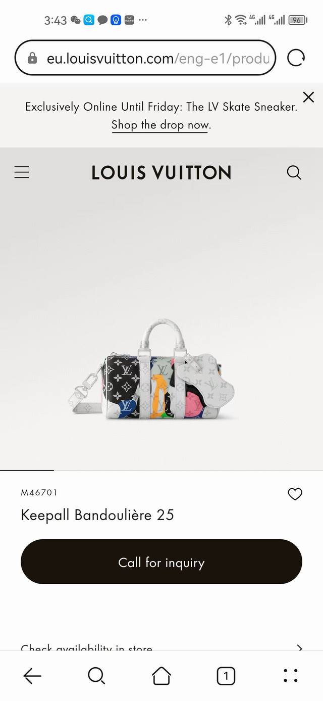 163C01芯片 M46678眼睛 M46701白花 独家原单 本款 Keepall BandoulièRe 25 手袋出自 Lv portrait 系列,融合 163C01芯片 M46678眼睛 M46701白花 独家原单 本款 Keepall BandoulièRe 25 手袋出自 Lv portrait 系列,融合