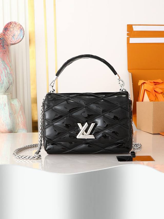 出厂价p 顶级原单 独家实拍 M25046 22891黑色漆皮 全皮菱格链条包系列 Go-14 Teist 中号手袋 M23045 M22890 本款 Go-1