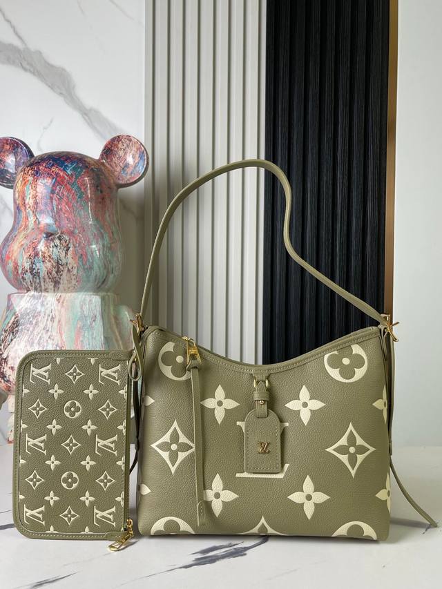 出厂价p 顶级原单 独家实拍 M46288 M6672草绿Carryall 小号手袋取材 Monogram Empreinte 压纹皮革，充裕构型设有齐整内层，