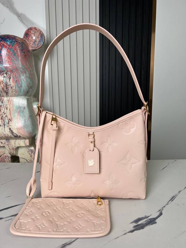 出厂价p 顶级原单 独家实拍 M47082 粉色压花 M46288 Carryall 小号手袋取材 Monogram Empreinte 压纹皮革，充裕构型设有