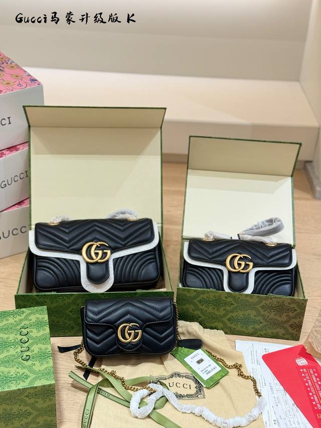 Gucci Marmont 经典&百搭 Gucci马蒙链条包经典尺寸: 16Cm 22Cm 26Cm 经典金扣双Glogo复古做旧五金波浪纹衔缝牛皮采用的是小牛 Gucci Marmont 经典&百搭 Gucci马蒙链条包经典尺寸: 16Cm 22Cm 26Cm 经典金扣双Glogo复古做旧五金波浪纹衔缝牛皮采用的是小牛