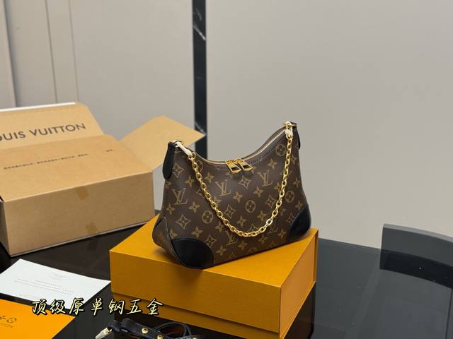 配折叠盒飞机盒 Size：29*16Cm Lv 中古款牛角包 原版五金！ 定制版直接采用黄皮 Vintage 经典单肩包 配置肩带链条 单肩斜挎都无敌好看百搭！