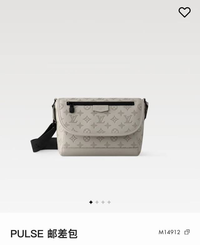 M14912灰丝印 顶级原单 半钢变码芯片163C 本款 Pulse 邮差包采用 Monogram Shadow 压纹牛皮革和考究金属件点亮运动廓形，再为翻盖上