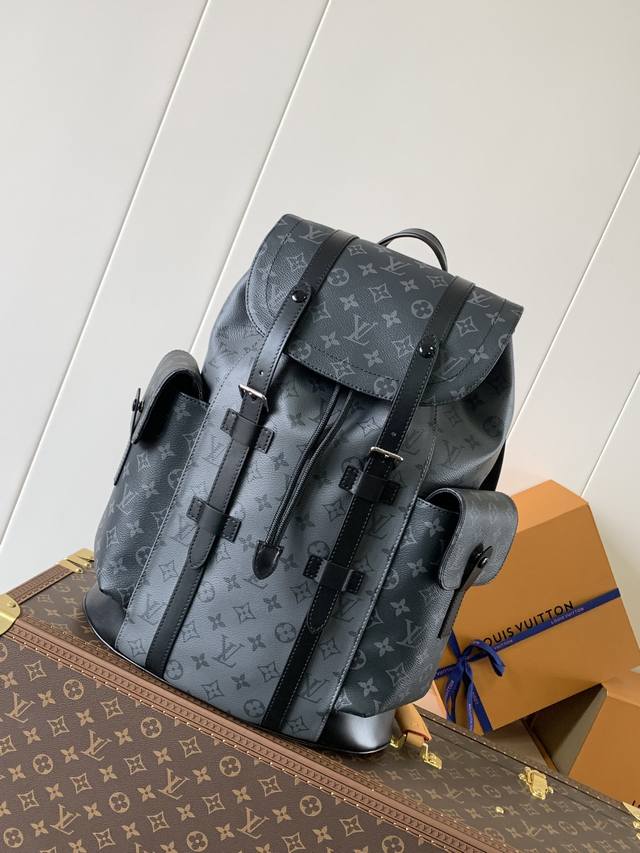 顶级原单 变码芯片 M43735老花N41379黑格 M41379 黑花 M45419黑灰 多功能Christopher 双肩包以 Monogram 帆布演绎出