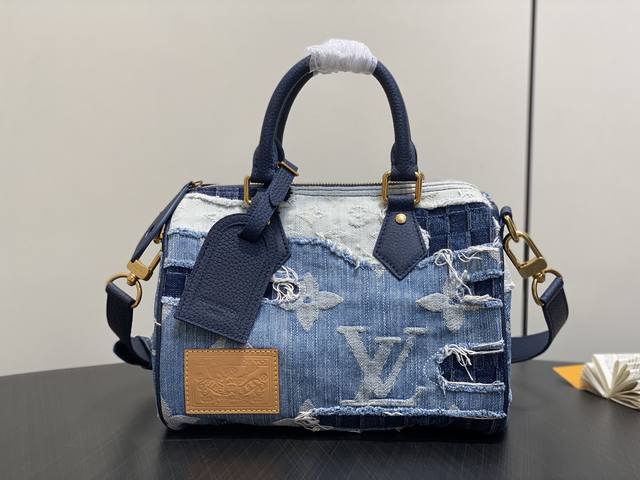 原单精品 M15276蓝色 全钢五金 丹宁牛仔布Speedy枕头包 当季新款 Speedy 25 BandoulièRe 手袋 本款 Speedy 25 Ban