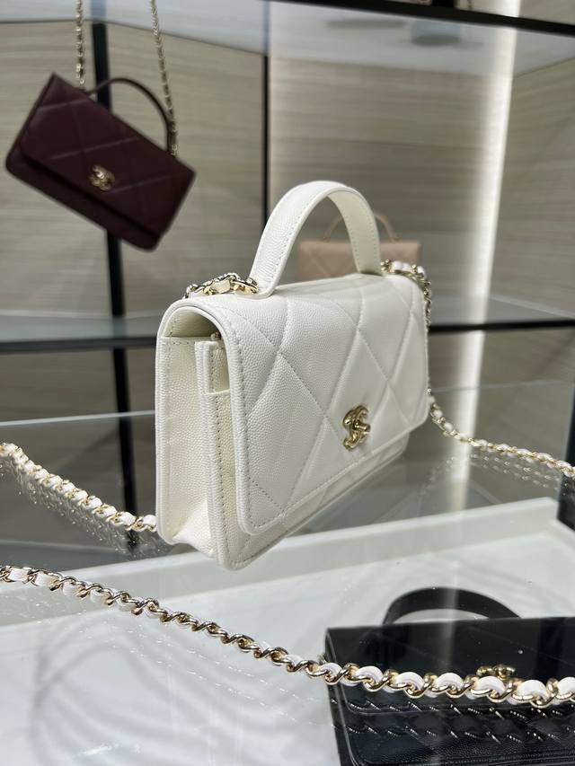 Ohanel 25K新款 大菱格 手柄Woc 金扣链条 原厂牛皮 可单肩 斜挎手提包 款号4931 尺寸19