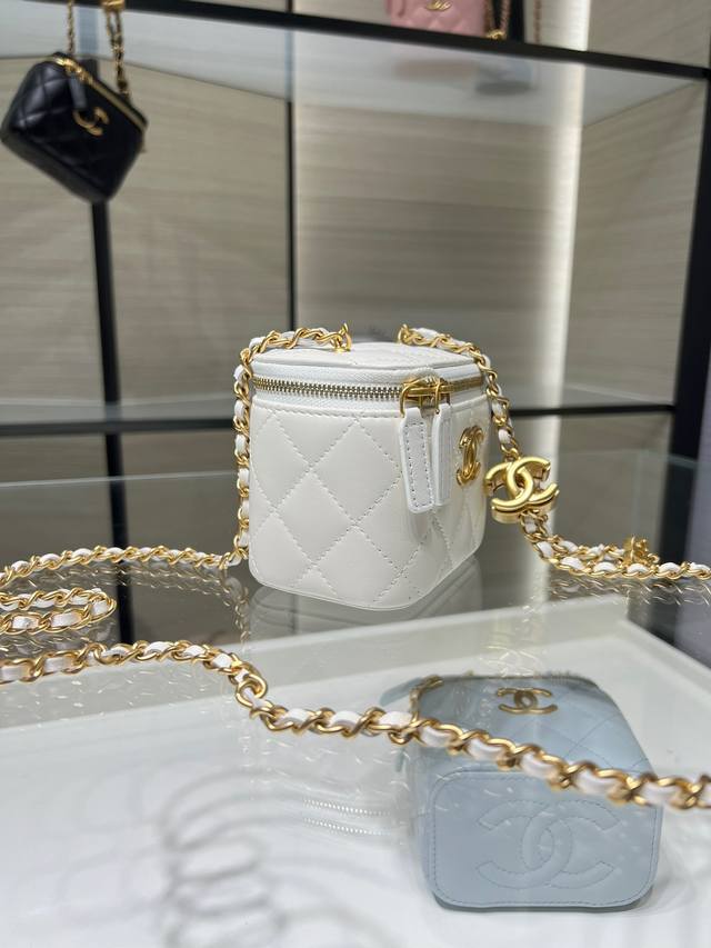 Ohanel 25B新款 化妆盒子包 双C扣 可调节链条 进口羊皮 Ap5120Y 尺寸8.5X11X7.