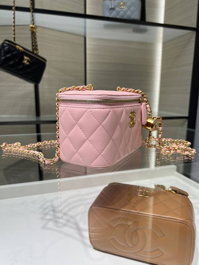 Ohanel 25B新款 长款化妆盒子 双C扣 可调节链条 进口羊皮 Ap5120Y 尺寸17X9.5X8