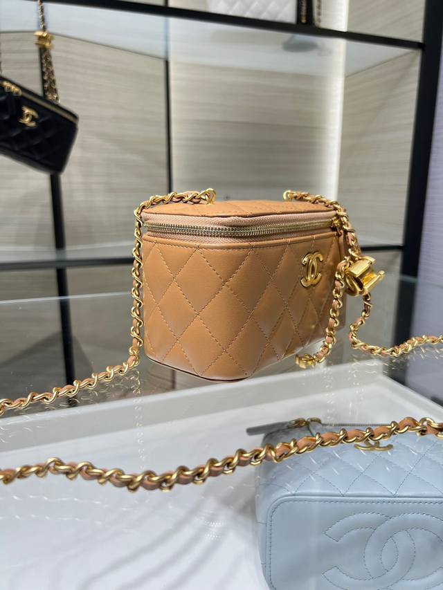 Ohanel 25B新款 长款化妆盒子 双C扣 可调节链条 进口羊皮 Ap5120Y 尺寸17X9.5X8