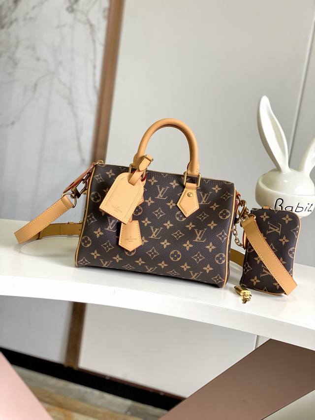 海原外单 独实家拍 半钢 163芯片顶级原单，正品开发本款 Speedy BandoulièRe 25 Monogram Leather 手袋选用柔软牛皮革，以