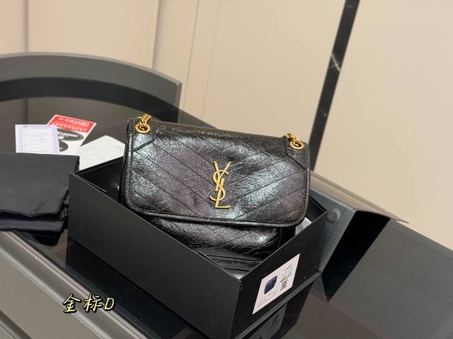 配折叠盒 Size：28Cm 高定版 Niki Ysl Niki 牛皮料软糯质感 进口褶皱纹！